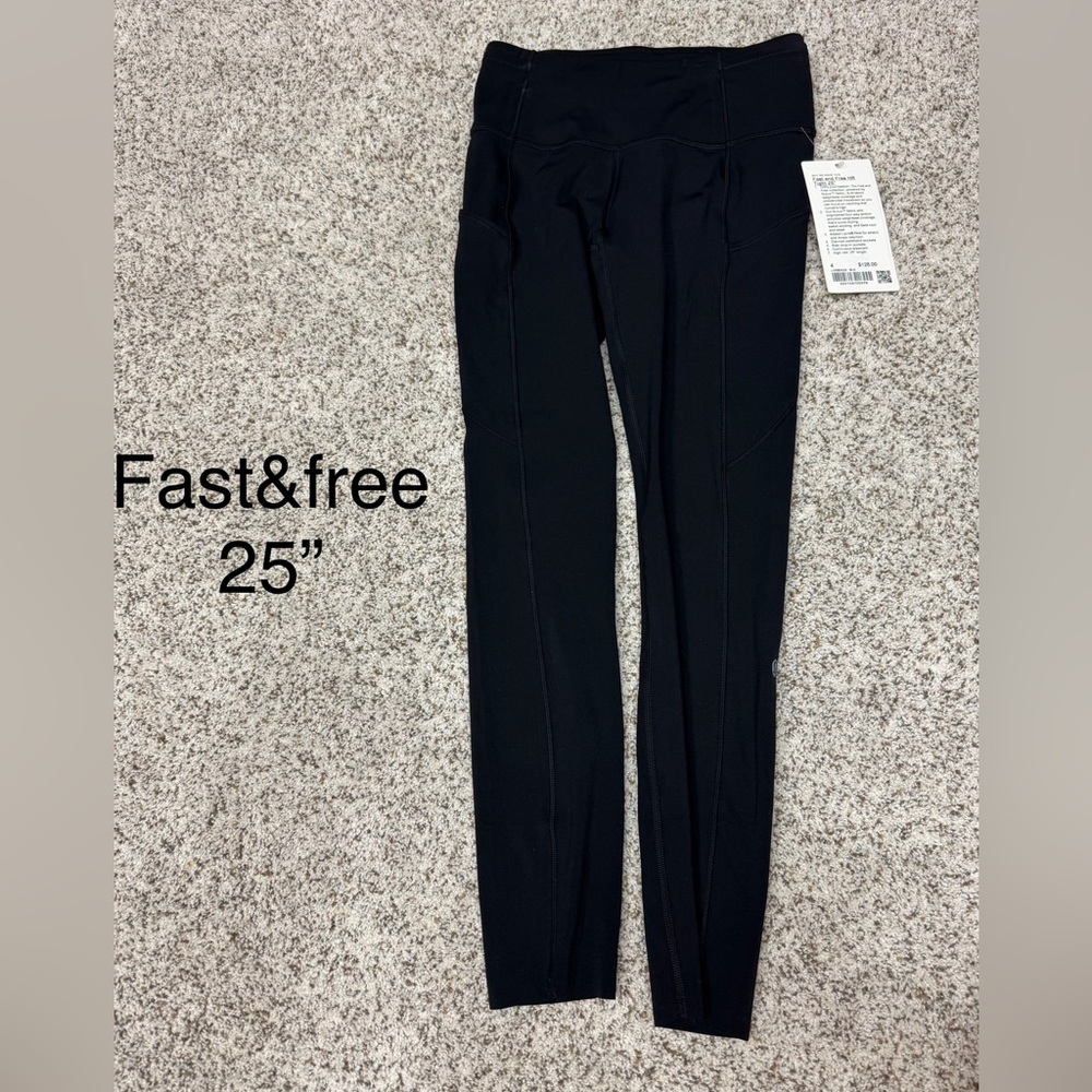Lululemon fast and free black tight. Nwt. 25”